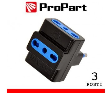 Adattatore 3pos bipasso spina16A nero