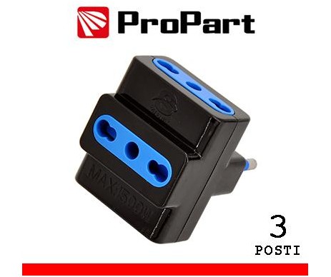 Adattatore 3pos bipasso spina16A nero